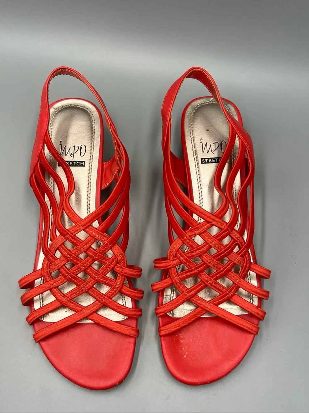 Impo Stretch Rezi Sandals. Salmon Pink, Orange Wedges. Women's Sz 8M